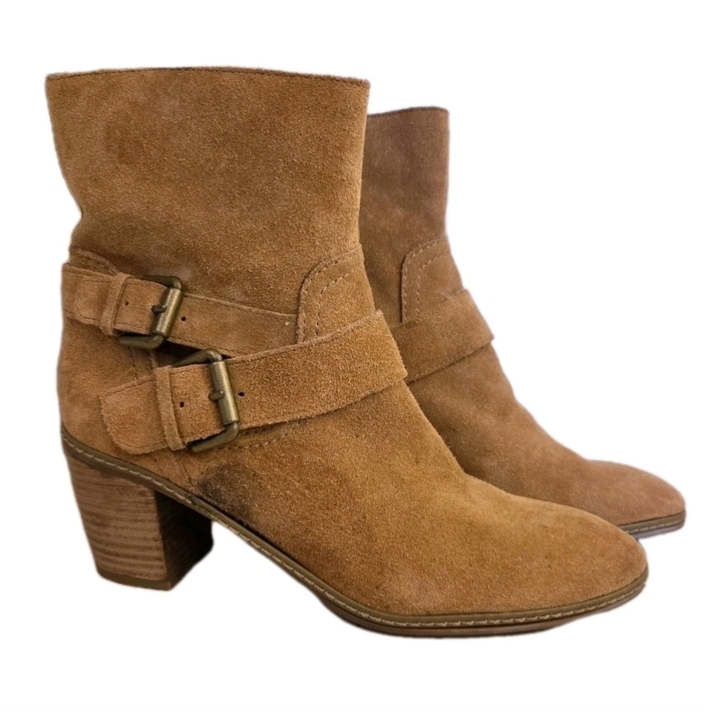 Anne Klein AK Billing Brown Suede Leather Ankle Boots 7.5 M NEW